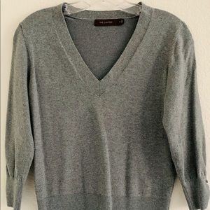 The Limited V Neck Fitted Gray Sweater